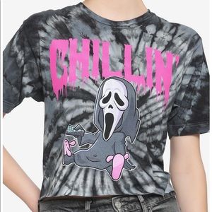 Scream Ghost Face Tie-Dye Girls Crop T-Shirt